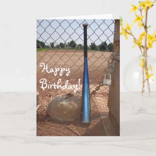 Happy Birthday honkbalknuppel wenskaart Kaart (Gele Bloem)