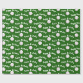 Happy Birthday honkballen op groen Cadeaupapier (Vlak)