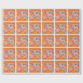 Happy Birthday Horns en Ribbons Cadeaupapier (Vlak)