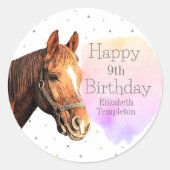 Happy Birthday Horse Back Riding  Animal Kind Ronde Sticker (Voorkant)