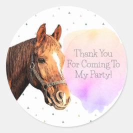 Happy Birthday Horse Back Riding Animal Kind Ronde Sticker