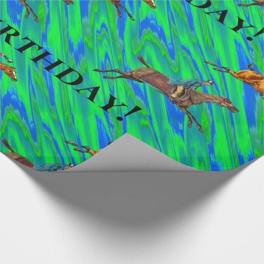 Happy Birthday Horse Fun Cadeaupapier (Hoek)