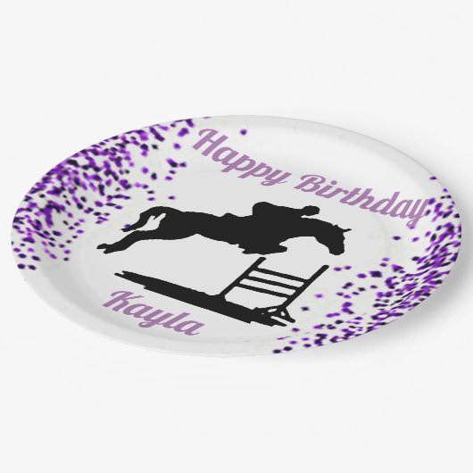 Happy Birthday Horse Hunter Jumper Equestrian Papieren Bordje (Gekanteld)