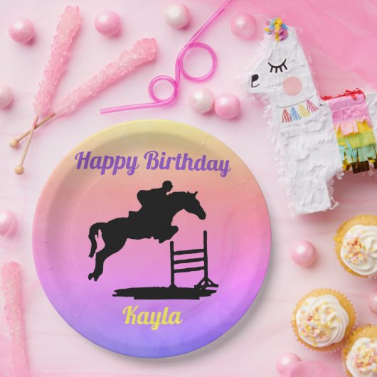 Happy Birthday Horse Hunter Jumper Equestrian Papieren Bordje (Feest)