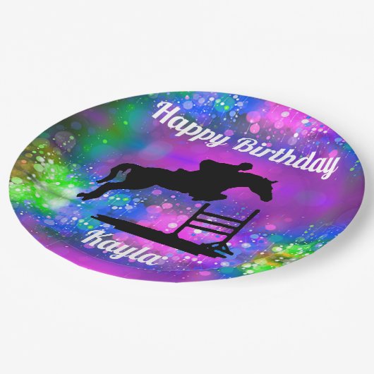 Happy Birthday Horse Hunter Jumper Equestrian Papieren Bordje (Gekanteld)