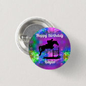 Happy Birthday Horse Hunter Jumper Equestrian Ronde Button 3,2 Cm (Voorkant /achterkant)