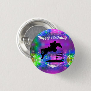 Happy Birthday Horse Hunter Jumper Equestrian Ronde Button 3,2 Cm