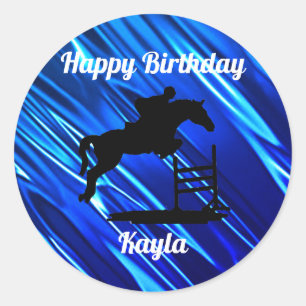 Happy Birthday Horse Hunter Jumper Equestrian Ronde Sticker