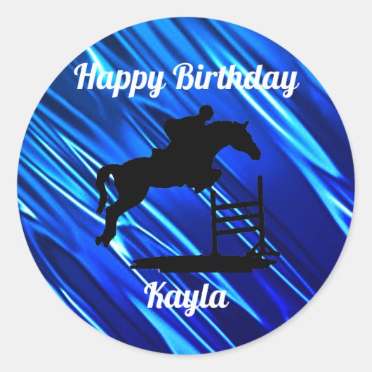 Happy Birthday Horse Hunter Jumper Equestrian Ronde Sticker (Voorkant)