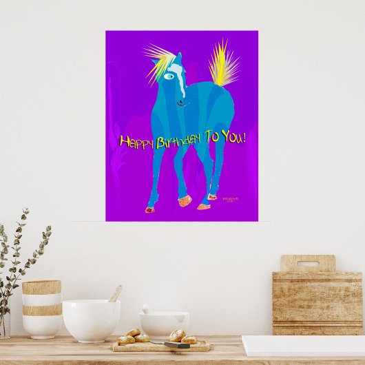Happy Birthday Horse Poster (Keuken)