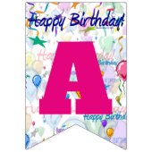 Happy Birthday Hot Pink / gepersonaliseerde Buntin Vlaggetjes (Derde vlag)