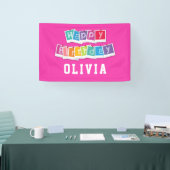 Happy Birthday Hot Pink Girl Spandoek (Beurs)