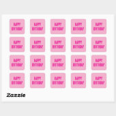 Happy Birthday Hot Pink Girly Custom Kleur 2025 Vierkante Sticker (Vel)