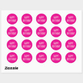 Happy Birthday Hot Pink Girly Custom Kleur Schatti Ronde Sticker (Vel)