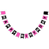 Happy Birthday Hot Pink met White Polka Dots Vlaggetjes (Alle)