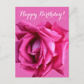 Happy Birthday  hot pink roos floral simpel Briefkaart (Voorkant)