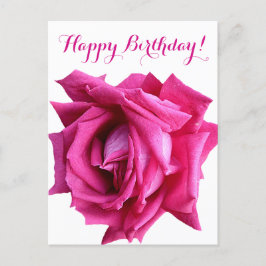 Happy Birthday  hot pink roos kleur floral Briefkaart