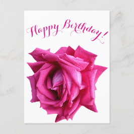 Happy Birthday  hot pink roos kleur floral Briefkaart