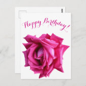 Happy Birthday  hot pink roos kleur floral Briefkaart (Voorkant / Achterkant)