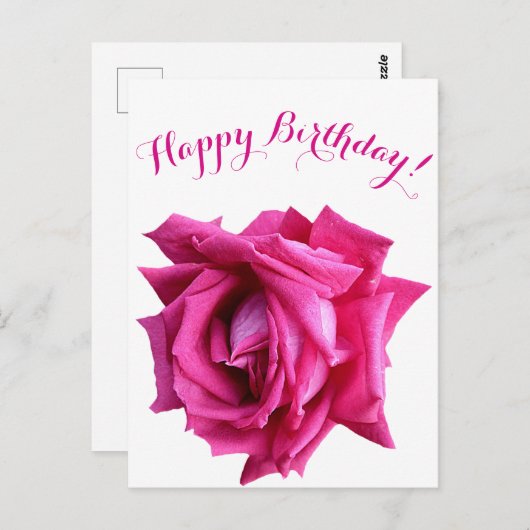 Happy Birthday  hot pink roos kleur floral Briefkaart (Voorkant / Achterkant)