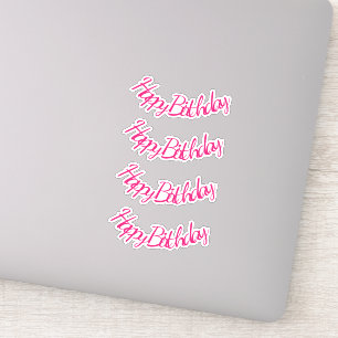 Happy Birthday Hot Pink Stylish Cute Girly  Sticker