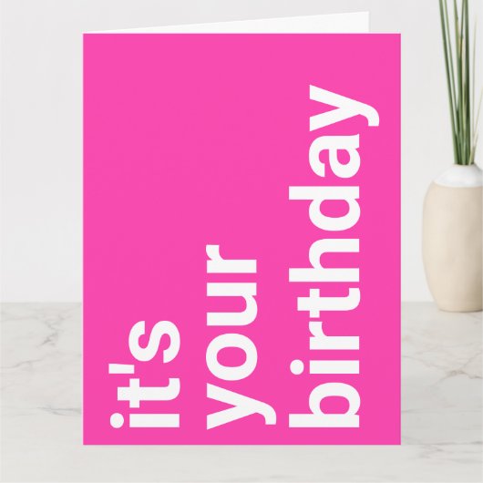 Happy Birthday Hot Roze Extra Grote Kaart (Voorkant)