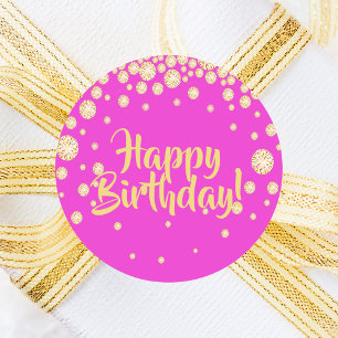 Happy Birthday hot roze gouddiamanten Ronde Sticker