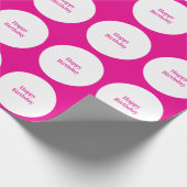 Happy Birthday Hot Roze Witte Polka Dots Custom Cadeaupapier (Hoek)