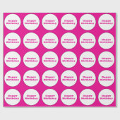 Happy Birthday Hot Roze Witte Polka Dots Schattige Cadeaupapier (Vlak)