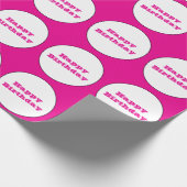 Happy Birthday Hot Roze Witte Polka Dots Schattige Cadeaupapier (Hoek)