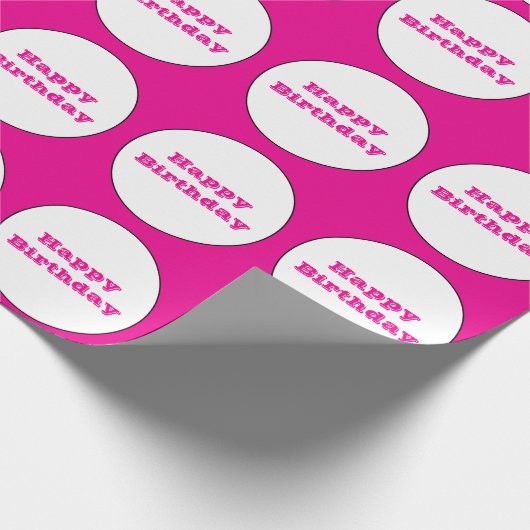 Happy Birthday Hot Roze Witte Polka Dots Schattige Cadeaupapier (Hoek)