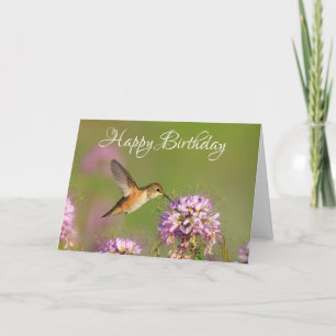 Happy Birthday Hummingbird and Wildlbloemen Kaart