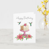 Happy Birthday Hummingbird Cake Kaart (Gele Bloem)