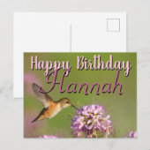 Happy Birthday Hummingbird Custom Name Briefkaart (Voorkant / Achterkant)