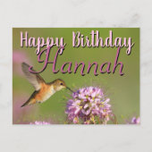 Happy Birthday Hummingbird Custom Name Briefkaart (Voorkant)