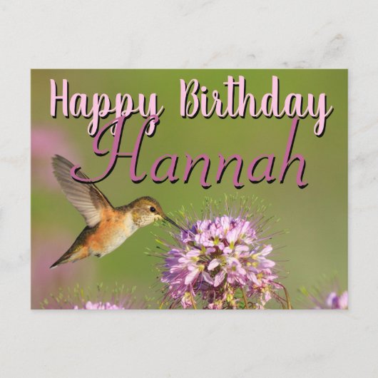 Happy Birthday Hummingbird Custom Name Briefkaart (Voorkant)