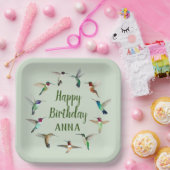Happy Birthday Hummingbird Custom Paper Borden Papieren Bordje (Feest)