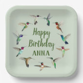 Happy Birthday Hummingbird Custom Paper Borden Papieren Bordje (Voorkant)