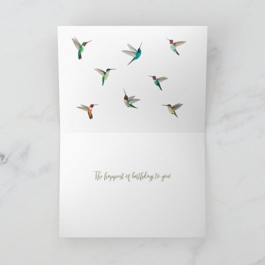 Happy Birthday Hummingbird Kaart (Binnen)