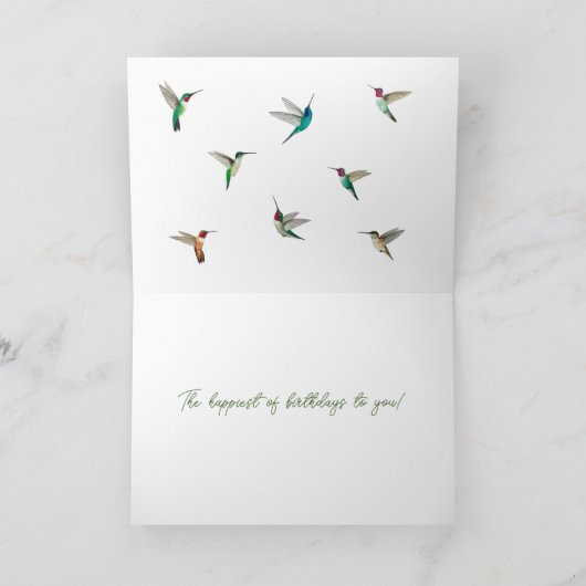 Happy Birthday Hummingbird Kaart (Binnen)
