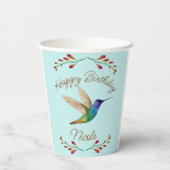 Happy Birthday Hummingbird Papieren Bekers (Achterkant)