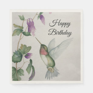 Happy Birthday Hummingbird Party Fun Stylish Servet
