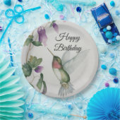 Happy Birthday Hummingbird Party Stylish Fun Papieren Bordje (Feest)