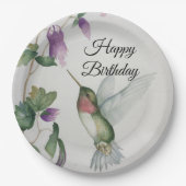 Happy Birthday Hummingbird Party Stylish Fun Papieren Bordje (Voorkant)