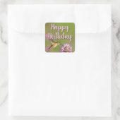 Happy Birthday Hummingbird Vierkante Sticker (Tas)