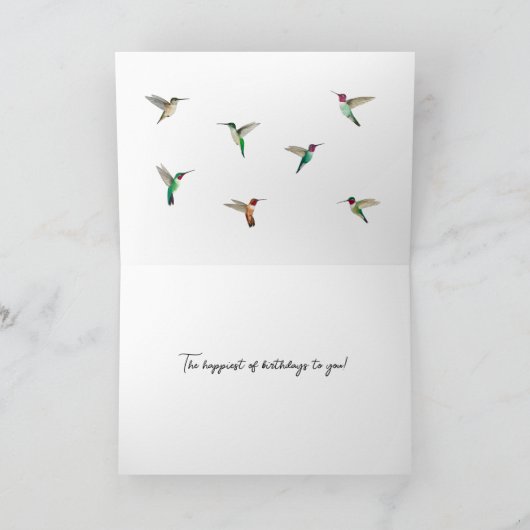 Happy Birthday Hummingvogels Kaart (Binnen)