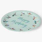 Happy Birthday Hummingvogels Papieren Bordje (Gekanteld)