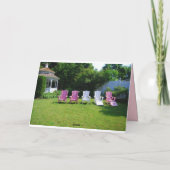 Happy Birthday, Humor roze stoelen Kaart (Achterkant)