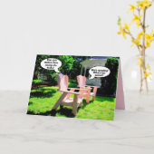 Happy Birthday, Humor roze stoelen Kaart (Gele Bloem)