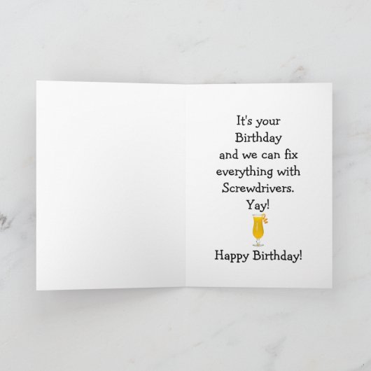 Happy Birthday Humor - Screwdriver Recept Kaart (Binnen)